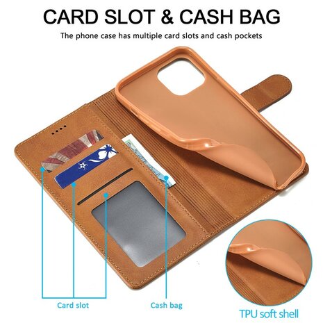 LC.IMEEKE Wallet Case voor iPhone 15 - Chic in Cognac