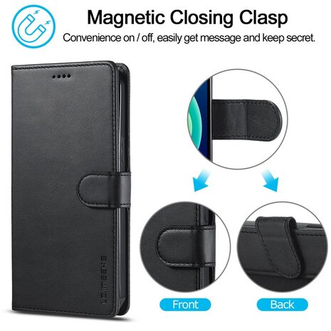 LC.IMEEKE Wallet Case voor iPhone 15 - Zwart