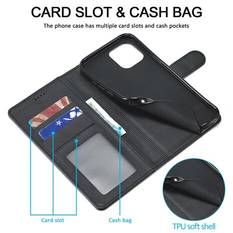 LC.IMEEKE Wallet Case voor iPhone 15 - Zwart