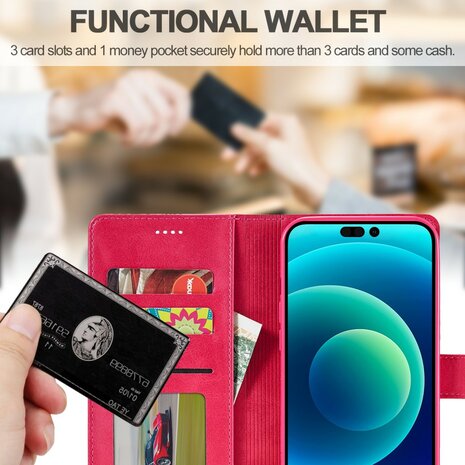 LC.IMEEKE Wallet Case voor iPhone 15 - Roze