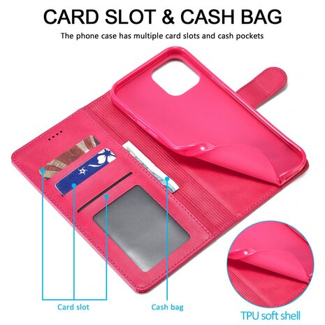 LC.IMEEKE Wallet Case voor iPhone 15 - Roze