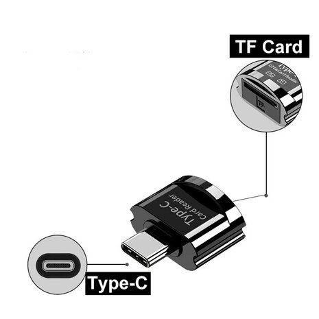 Micro SD kaartlezer voor iPad, iPhone  en MacBook USB-C Zwart