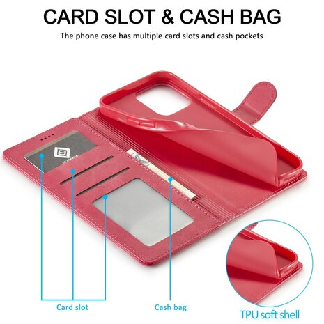 LC.IMEEKE Wallet Case Portemonnee Hoesje voor iPhone 15 Pro - Roze