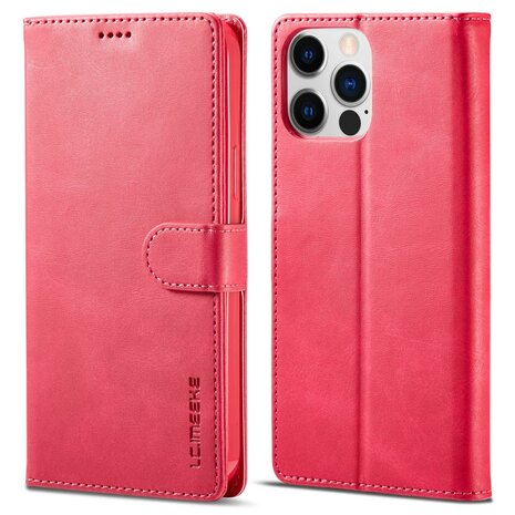 LC.IMEEKE Wallet Case Portemonnee Hoesje voor iPhone 15 Pro - Roze