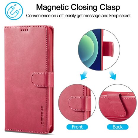 LC.IMEEKE Wallet Case Portemonnee Hoesje voor iPhone 15 Pro - Roze