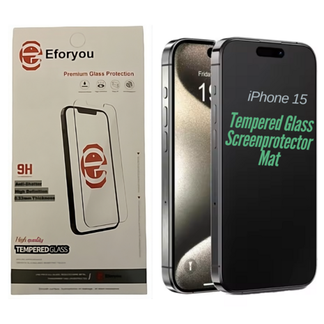 iPhone 15 Tempered Glass Screenprotector - Mat