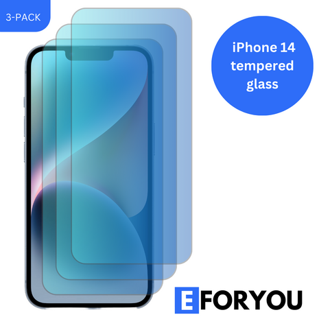 3-Pack iPhone 14 Gehard Glas Screenprotector - Transparant met Doekjes