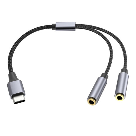 USB-C naar 2 x 3.5 mm jack Headphone splitter voor iPhone / iPod / iPad