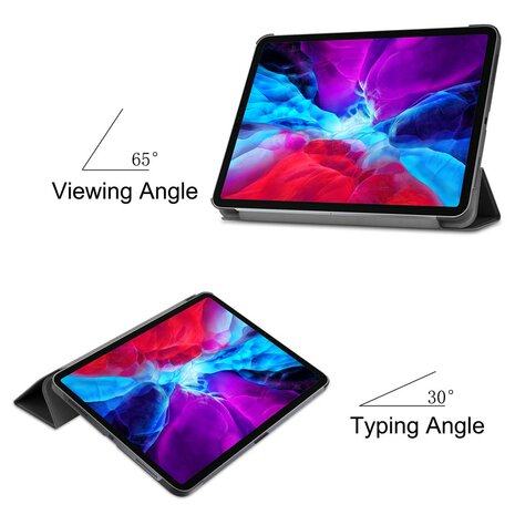 Tri-fold smart case hoes voor iPad Pro 12.9 (2020 / 2021 / 2022 / 2024)  Air 13 (2024 / 2025) - Zwart