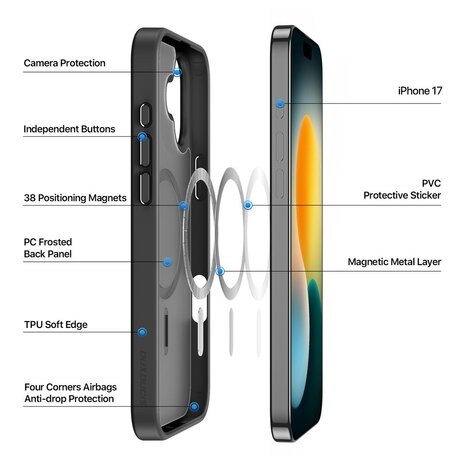 DUX DUCIS Yind Series MagSafe compatibel Hoesje voor iPhone 17 - Zwart
