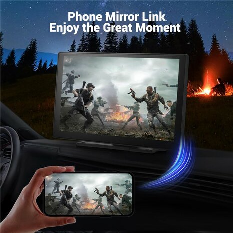 W519 - 9 inch Draadloos CarPlay &amp; Android Auto Scherm met GPS Navigatie, Spraakbediening en Mirror Link