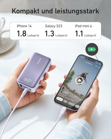 Anker Power Bank 533 30W | Snelladen met 10.000mAh | Compacte Powerbank voor iPhone, iPad, MacBook &amp; Laptops