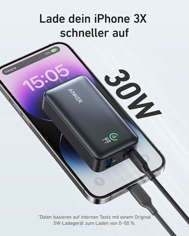 Anker Power Bank 533 30W | Snelladen met 10.000mAh | Compacte Powerbank voor iPhone, iPad, MacBook &amp; Laptops
