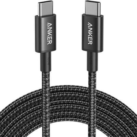 Anker 100W Nylon USB-C naar USB-C kabel  voor iPhone 15, iPad Pro, iPad Air e.d. - 1.8 Meter - Zwart