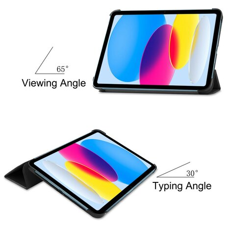 iPad 10.9 (2022 / 2025) tri-fold smart case hoes - zwart