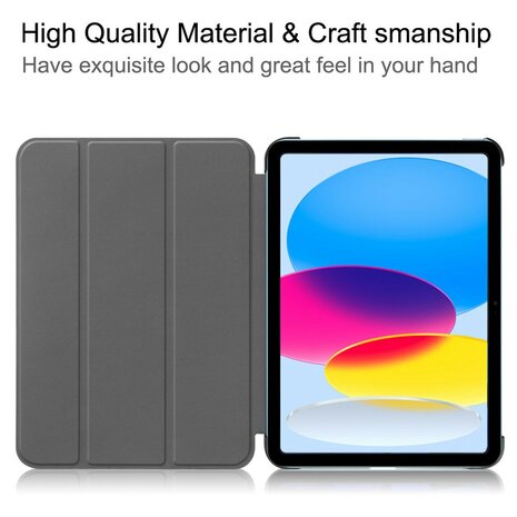 iPad 10.9 (2022 / 2025) tri-fold smart case hoes - zwart