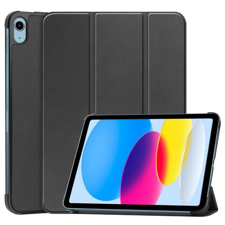 iPad 10.9 (2022 / 2025) tri-fold smart case hoes - zwart