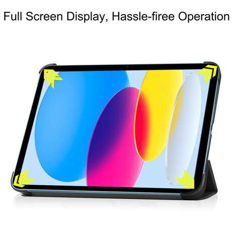 iPad 10.9 (2022 / 2025) tri-fold smart case hoes - zwart