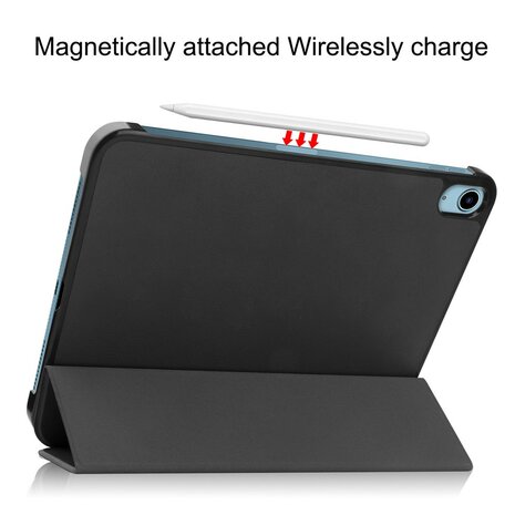 iPad 10.9 (2022 / 2025) tri-fold smart case hoes - zwart