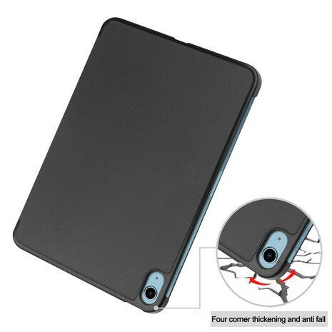 iPad 10.9 (2022 / 2025) tri-fold smart case hoes - zwart