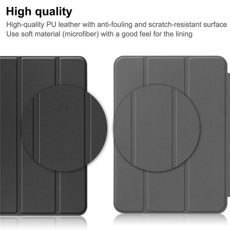 iPad 10.9 (2022 / 2025) tri-fold smart case hoes - zwart