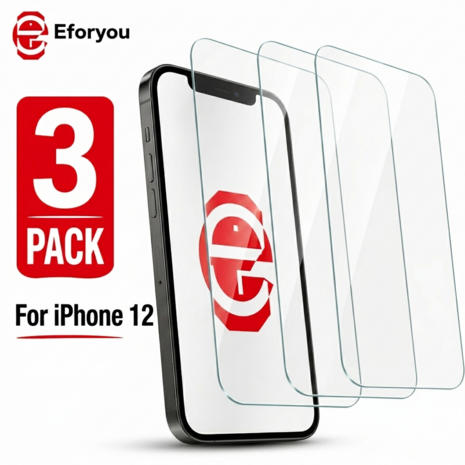 Geschikt voor iPhone 12 / 12 Pro - 3 stuks - Screenprotector Tempered Glass - Case Friendly - 9H Hardheid - Inclusief Schoonmaa