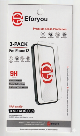 Geschikt voor iPhone 12 / 12 Pro - 3 stuks - Screenprotector Tempered Glass - Case Friendly - 9H Hardheid - Inclusief Schoonmaa