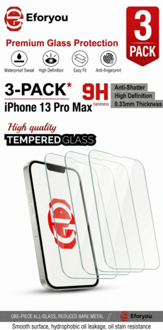 Geschikt voor iPhone 13 Pro Max - 3 stuks - Tempered Glass - Extra Sterk &ndash; screenprotector beschermglas