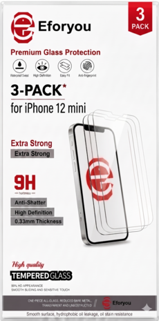iPhone 12 mini tempered glass screenprotector transparant