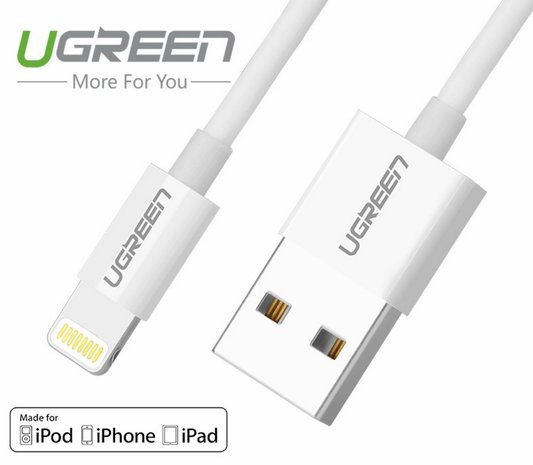 Ugreen 1 meter lightning naar USB kabel - wit