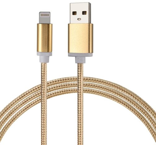 Lightning naar USB kabel nylon rugged - goud
