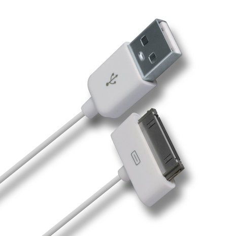 30 pin USB kabel voor iPhone, iPod en iPad - 1 meter - Wit