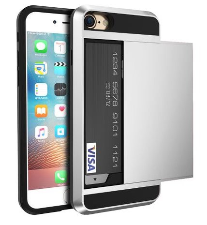 Cirkel Deens Hou op iPhone 5 5s SE hybrid case hoesje met ruimte voor 2 pasjes - zilver online  bestellen - eforyou.nl