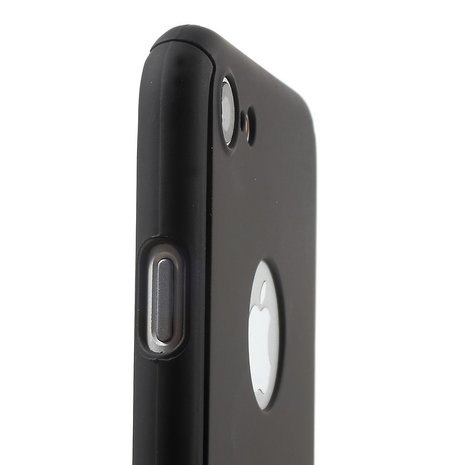 iPhone 7 / 8 hoesje armor case 360 met tempered glass - zwart 