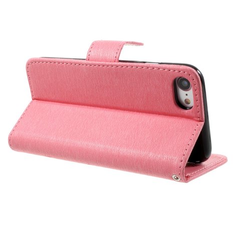 iPhone SE (2020) / 7 / 8 wallet portemonnee hoesje - roze vlinders