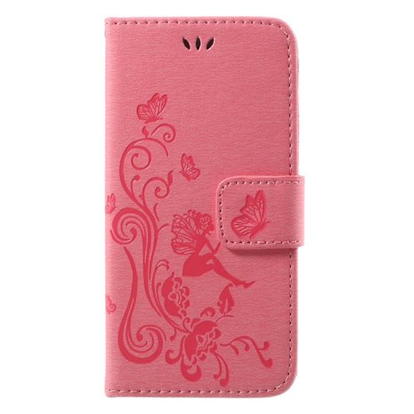 iPhone SE (2020) / 7 / 8 wallet portemonnee hoesje - roze vlinders