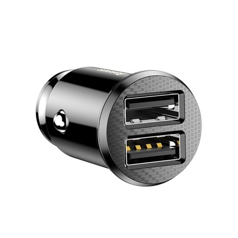 Baseus mini autolader 2x usb poort 3.1A - zwart