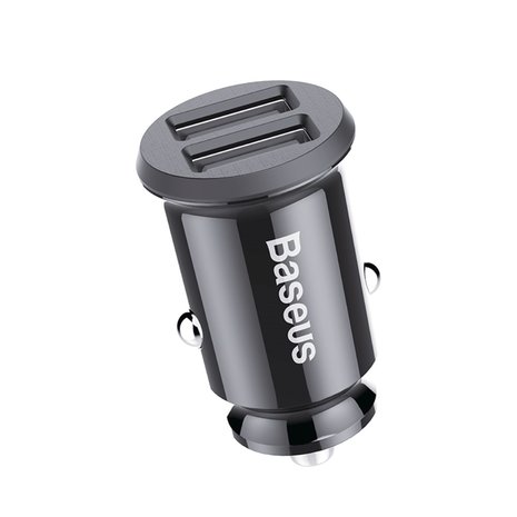 Baseus mini autolader 2x usb poort 3.1A - zwart