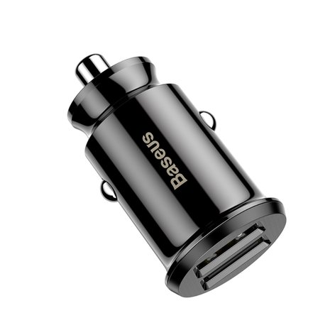 Baseus mini autolader 2x usb poort 3.1A - zwart