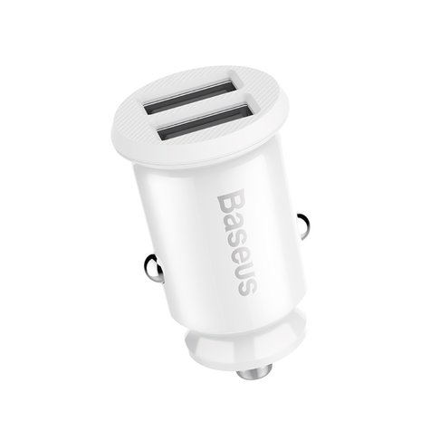 Baseus mini autolader 2x usb poort 3.1A - wit