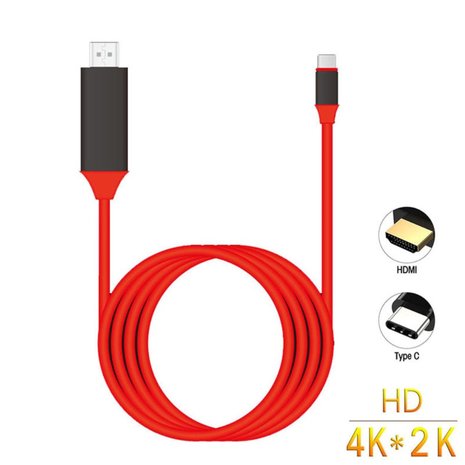 USB C naar HDMI kabel 2 meter  voor MacBook, Windows, Samsung Galaxy e.d.