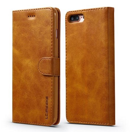 LC.IMEEKE Wallet / portemonne hoesje for iPhone 8 Plus / iPhone 7 Plus - Bruin