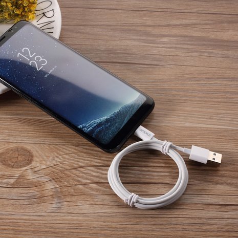USB-C Kabel naar USB A Kabel o.a. voor iPhone 15, iPad Pro (2018 / 2020 / 2021 / 2022), Samsung Galaxy e.d. - 1 meter - Wit