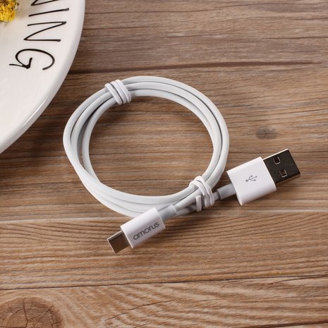 USB-C Kabel naar USB A Kabel o.a. voor iPhone 15, iPad Pro (2018 / 2020 / 2021 / 2022), Samsung Galaxy e.d. - 1 meter - Wit