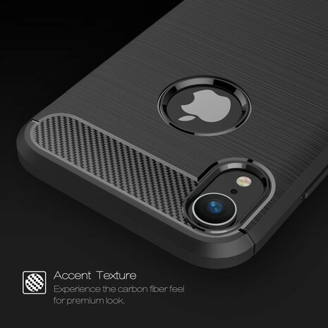 Carbon Fibre Brushed TPU Case voor iPhone XR - zwart