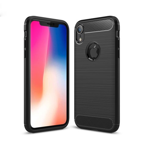 Carbon Fibre Brushed TPU Case voor iPhone XR - zwart