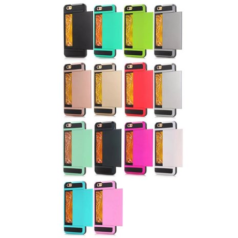 iPhone SE (2020) / 7 / 8 hybrid case hoesje met ruimte voor 2 pasjes - wit