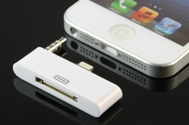 30 pin adapter voor iPhone 5/5s/5c/SE &amp; iPod touch v5/v6 (incl. audio) - Wit