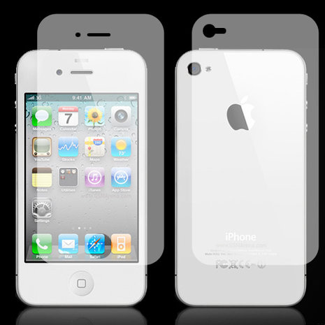 Dubbele transparante screenprotector voor iPhone 4 en 4S - bescherm voor- en achterkant