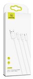 USAMS 3 in 1 kabel Micro USB | USB-C | iPhone / iPad 1.2m - wit